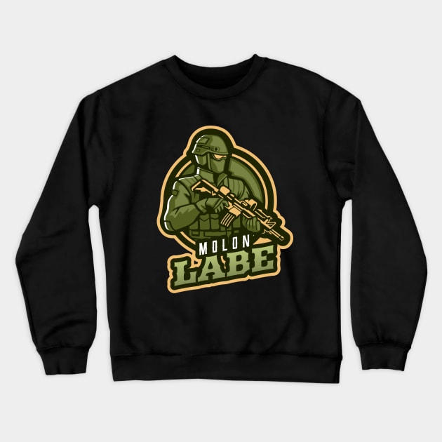 The Military With A Rifle Crewneck Sweatshirt by Mega Tee Store